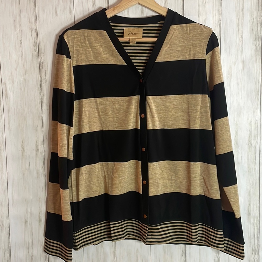 Long sleeved striped button up top